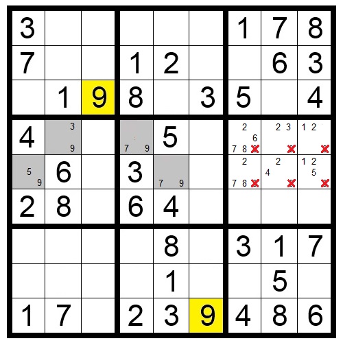 Sudoku Block to Block Interaction Example