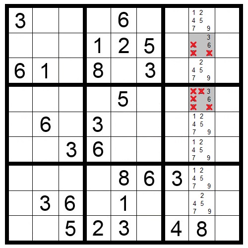 Sudoku Hidden Pairs Example