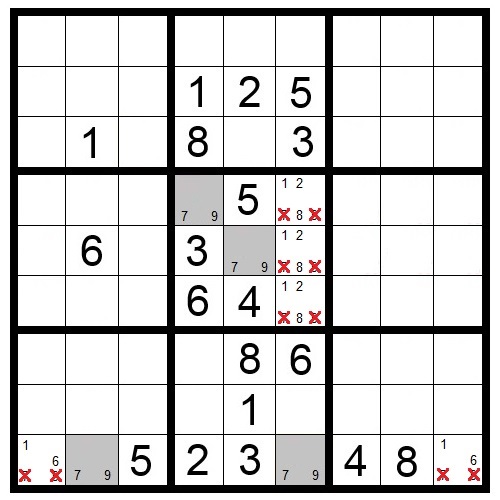 Sudoku Naked Pairs Example