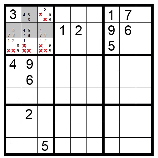 Sudoku Naked Quads Example