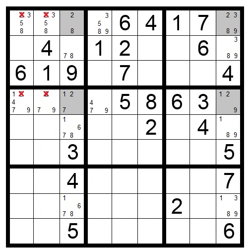 Sudoku X-Wing Example