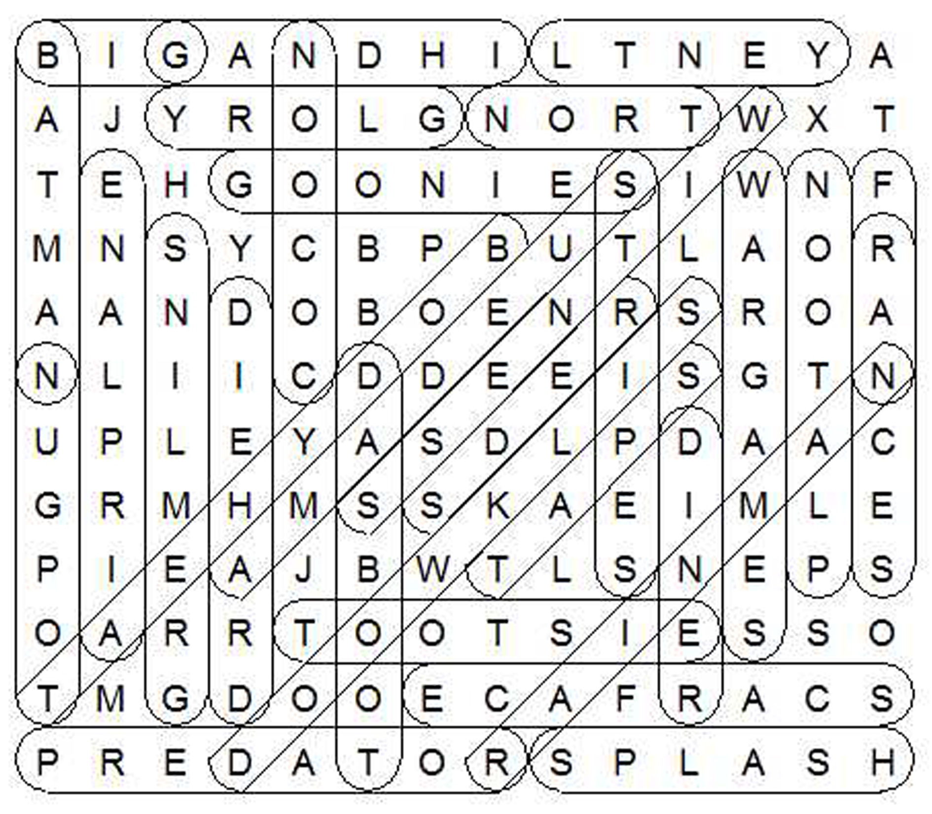 80s Movies Word Find Solution