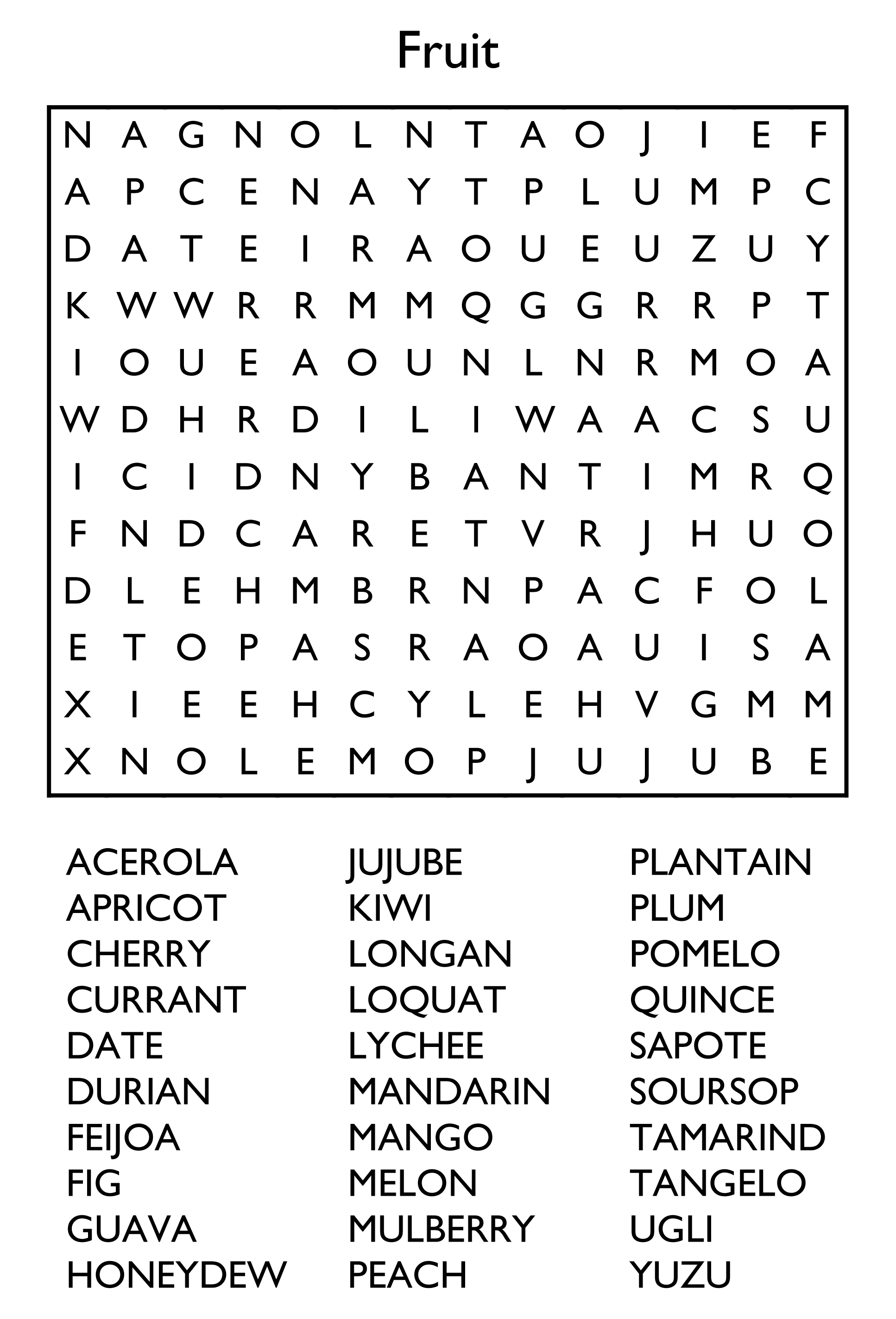 10 Free Printable Word Search Puzzles