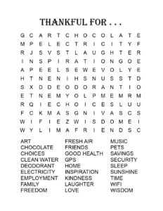 Printable Thanksgiving Word Search